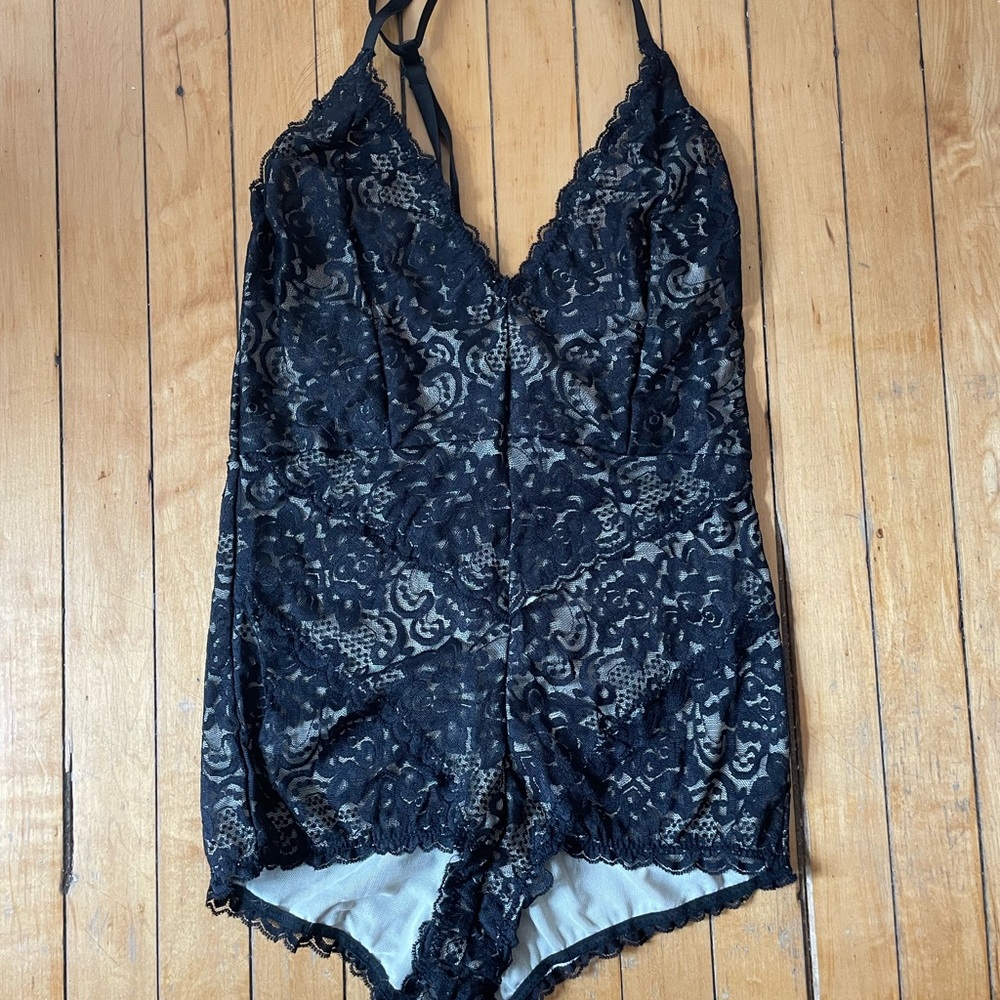 Lulu's Black Lace Bodysuit Top